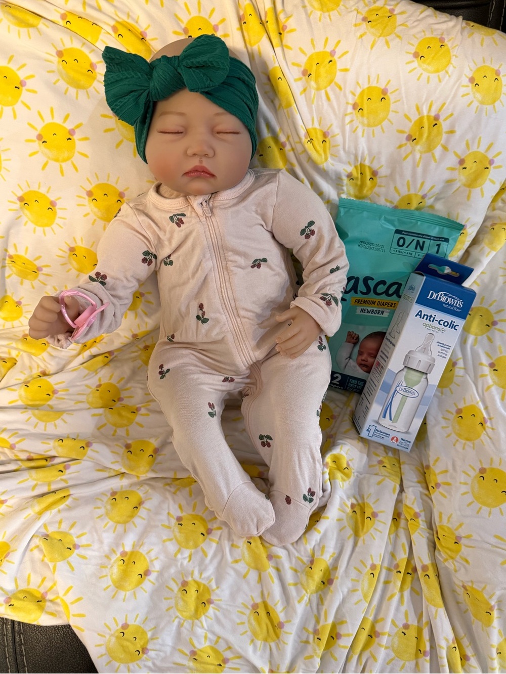 Reborn baby doll with bottle & diapers new